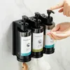 Dispenser di sapone liquido El Dispenser di shampoo e gel doccia Bottiglie separate Disinfettante per le mani da bagno montato a parete