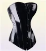 Sexig svart PVC Overbust Corset Steampunk Basked underkläder Top Goth Rock Corset Sexig läder Midja Trainer Corset för kvinnor Y111924426885