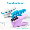 Stapleless Stapler 5299 Mini Portable Plastic Stapler Safe Paper Stapling Without School Office Bookbinding Supplies 240105