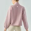 Al Yoga Sweatshirts Mock Neck Full Zip Cropped Jacket 여성 느긋한 스트리트웨어 스포츠 코트 드로링 밑단 짧은 마이크로 조깅 자 재킷 피트니스 긴 슬리브 탑