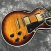 Guitarra elétrica personalizada Rosa Fingerboard Sun Burst Tiger Flame Top Gold Hard Frete grátis 258