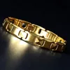 Luxury Man Bracelet Gold Plated Tungsten Steel Jewelry Trendy Friendship Health Magnetic Therapy Mens Bracelets Armband Heren 240105
