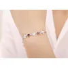 Plated Korean Diamond Sier Women Rotating Zircon Amethyst Clover Bracelet Colorful Jewelry