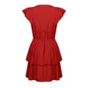 Casual Dresses Womens Loose Peplum Short Sleeves Mini Dress For Weddings As A Guest Formal Double Layer High Waist