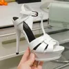 European Roman sexy women's summer high heel open toe sandals, classic and fashionable slim high heel 13cm, leather made size 34-42