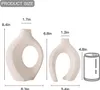 White Ceramic Vase Set of 2 for Modern Home Decor Boho Donut Vases Nordic Minimalist Decorative 240106