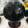 Crafts 50200mm Natural Black Obsidian Sphere Large Crystal Ball Healing Stone+voetstuk T200117