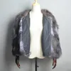 Kvinnor Real Silver Fox Fur Coats Winter Warm Natural Jackets Russian Lady Short Style äkta ytterkläder 240105