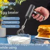 Manual Mixer Electric Egg Beater USB Charging Milk Frother Foam Creamer Cake Automatic Coffee Whisk Milker Kitchen Whisk Tools 240106