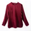 Women's T Shirts Birdsky 1PC Women Topps Pullover Tees T-shirt O Neck Long Sleeve 90% Real Mulberry Silk 10% Spandex Solid Colors S-666