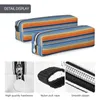 Colorful Retro Striped Rainbow Pencil Case Pencilcases Pen For Student Large Storage Bag Students School Zipper Stationery