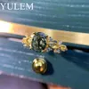 Band Rings YULEM Women's Silver Ring 1.19CT 6X8mm Oval Cut Moss Agate Cluster Halo Engagement Rings in 925 Sterling SilverL240105