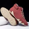 New Fashion Red Men's Casual Large Size 48 Comfortable High Top Flat Leather Shoes for Men Zapatos Para Hombres