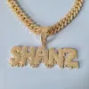 Collar con nombre personalizado, letra de goteo con gancho grande, palabra de circón, cadena cubana, joyería de Hip Hop 240106