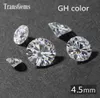 TransGems 04ct Karat 45mm GH Farbloser, runder, im Labor gezüchteter Moissanit-Diamant im Brillantschliff, Test positiv als echter Diamant8722932