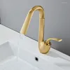 Bathroom Sink Faucets European Rotary Washbasin Faucet All Copper Wire Drawing Creative Cabinet And Cold