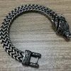 Nordic Viking Bracelet for Men Vintage Wolf Head Scandinavian Men's 12MM Width SSteel Square Franco Link Curb Chain 240105