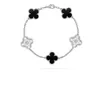 Accessori per gioielli Classic Van Versione alta Fanjia Clover Bracciale a cinque fiori Fritillaria bianca S925 placcata in oro 18 carati Catena con osso di blocco