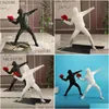 Arts And Crafts New Resin Statues Scptures Banksy Flower Thrower Statue Bomber Home Decoration Accessories Modern Ornaments Figurine D Dhssq