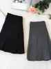 ZOKI-Falda plisada gris Vintage para mujer, minifaldas Kawaii de cintura alta, uniforme escolar de moda coreana, ropa de calle Harajuku, primavera 240105