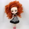 Lodowata DBS Blyth Doll dla serii nr BL22312237 Ginger Afro Hair Rzeźbione usta Matowa twarz z gogiem ciało 16 BJD 240105