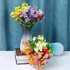 Decorative Flowers 6 Bundles Artificial Wildflowers Shrubs Durable Fake Bouquet Colorful Natural Look Simulated Home Decoration