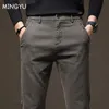 2023 automne hiver haute qualité pantalon hommes taille élastique mince épais café sergé marque Cargo pantalon mâle grande taille 2838 240106