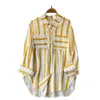 Summer, Spring, And Autumn Women's New Mid Length Vertical Striped Multicolored Shirt Jacket, Women's Korean Casual Loose Top