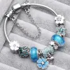 Klassisk mode pandoraer stil charm smycken klöver blommor kvinnor europeiska charm pärlor fyrblad klöver dingle passar pandoraer charm armband halsband diy