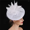 Berets Elegant Women Fashion Wedding Hat Fascinator Veils Hair Accessories Cocktail Race Headwear With Leaf Chapeau Cap