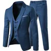 Blazer colete calças negócios cavalheiro 3 terno peças conjuntos/noivo casamento clássico sólido magro vestido masculino high end jaqueta calças 240106