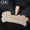 CUC, collar con nombre de letra cursiva personalizada, cadena para hombres y mujeres, colgante con parte trasera sólida, circonita de cobre, joyería de Hip Hop 240106