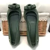 Designer Sandal Metal Bow Jelly Shoes Women Flat Heel Flip Flops Pvc Fish Mouth Women Shoe Slides