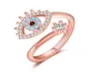 Anello regolabile per le donne Colore oro rosa Collana di cristallo blu malocchio Set di gioielli da sposa Braccialetto di moda alla moda per ragazze3289236