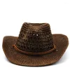 Berets 2024 Western Cowboy Hat Men Panama Outdoor Summer Beach Cap Women Sombrero Vaquero Hombre Chapeu Wide Brim Men's Straw Sun