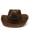 Boinas 2024 Western Cowboy Hat Hombres Panamá Al aire libre Verano Playa Cap Mujeres Sombrero Vaquero Hombre Chapeu Wide Brim Sol de paja para hombres