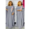 Vêtements ethniques Femmes Afrique Robes Robe intérieure Deux pièces Broderie O Cou Abayas Lâche Kanga Droite Casual 2024 Longueur de plancher Imprimer