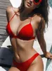 Halter Sutyen Kupası Bikini Seksi Mayo Kadın Beyaz Mayo Kadınları Bikini Set Brezilya Mayo Takımına Bandeau Simeme Takım