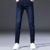 Jean homme polaire Stretch pantalon mince jambe droite avec poche fermeture éclair pantalon régulier pour homme haute rue Vintage mâle