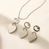 Klassische Designer-Frauen-Herz-Anhänger-Halskette, süßer Stil, Edelstahl, Gold-Silber-Kette, Ohrringe, Schmuck-Sets, Buchstaben-Logo, Stempel, Mädchen-Geschenk