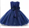 Vestidos para niñas Vestido para niña pequeña Bautismo con lazo grande para el primer año Fiesta de cumpleaños Ropa de boda Tutu Vestido esponjoso Entrega de gota OT4QO