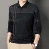 Streetwear Fashion Men Striped Polo Shirts Spring Autumn Cotton Male Clothes Pockets Long Sleeve Casual Loose Business Tops 240106