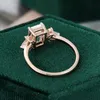 حلقات الفرقة CXSJEREMY 14K ROSE GOLD 2CT EMERALD CUT 6*8MM Moissanite Engagement خاتم خمر ماركيز فريدة من نوع