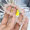 リンクブレスレット天然ピンクhsiuyenジェイドブレスレットジュエリー女性のための男性Fengshui HealingWealth Beads Crystal Gift 1PCS 8mm