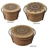 Vassoi da tè 1 Set Nordic Mandala Pattern Sottobicchieri rotondi in sughero con supporto Stand Rack Bevande in legno Tappetino assorbente Tavolo in vetro Dropship