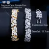 CWWZircons Shiny African Cubic Zirconia Dubai Gold Plated Engagement Wedding Bridal Bracelet Jewelry Accessories for Women CB267 240105