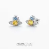 Boucles d'oreilles à tige Western Empress Dowager Argent Saturne Gouttes d'eau Longues Diamants Étincelants Cristal Clous d'oreille Clip Deux Styles d'usure Mode pour Femmes Bijoux Z737