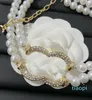 Kvinnors designer halsband guldpläterade choker l-bokstäver pendell kedja läder bröllop smycken