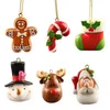 Christmas Decorations 6Pcs Cute Cartoon Series Flat Back Resin DIY Craft Hanging Decoration Accessories