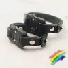 Zwarte ALYX Gesp Armband Mannen Vrouwen 1 Kwaliteit Koe Leer 1017 9SM Armbanden Klassieke Druk Metalen Knop 240105
